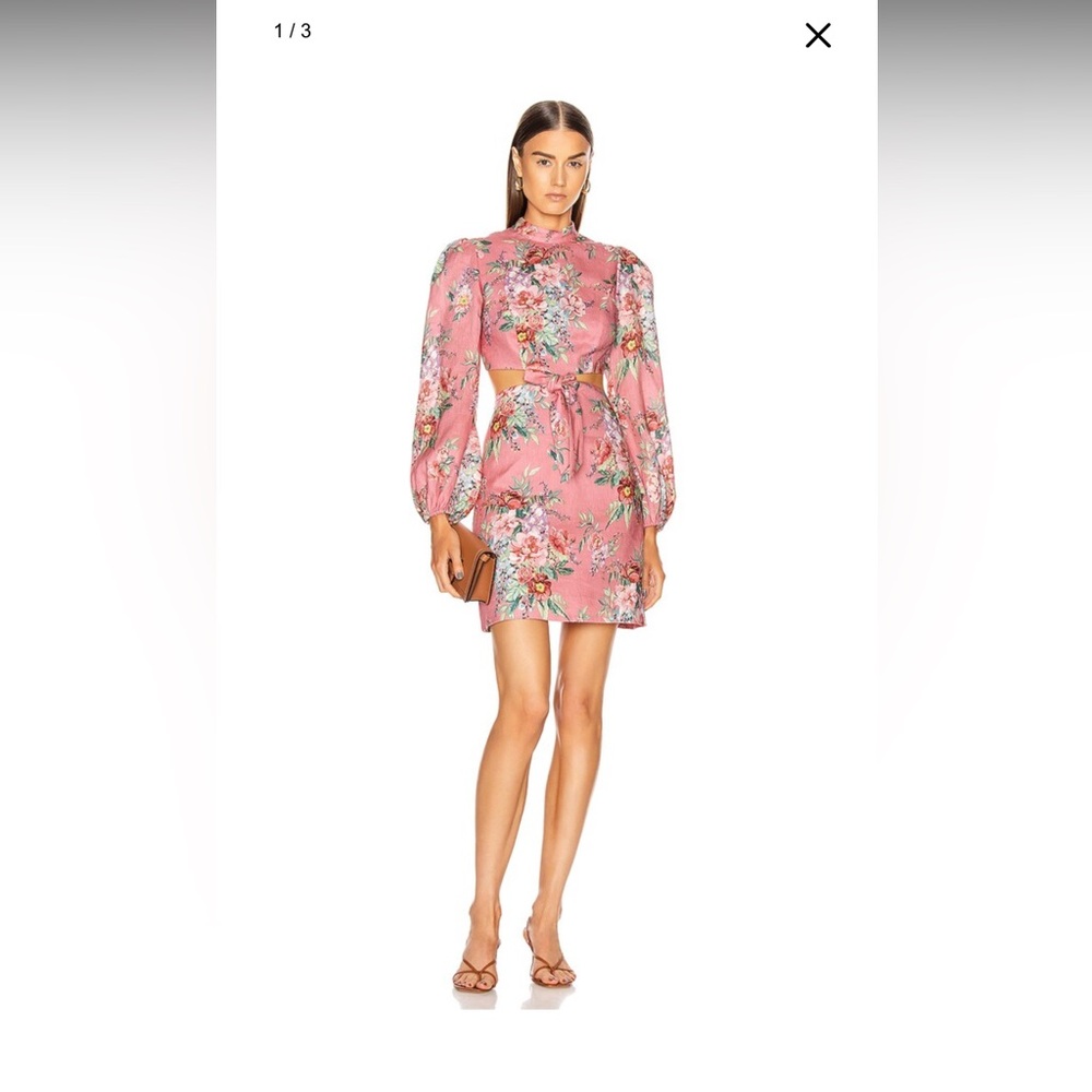Zimmermann Pink Floral Long Sleeve Dress